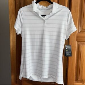 Nike Women's White Striped Polo Shirt new with tags medium